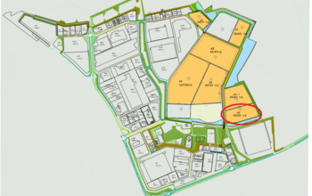 Kaart van bedrijventerrein Medel met kavel voor Avri