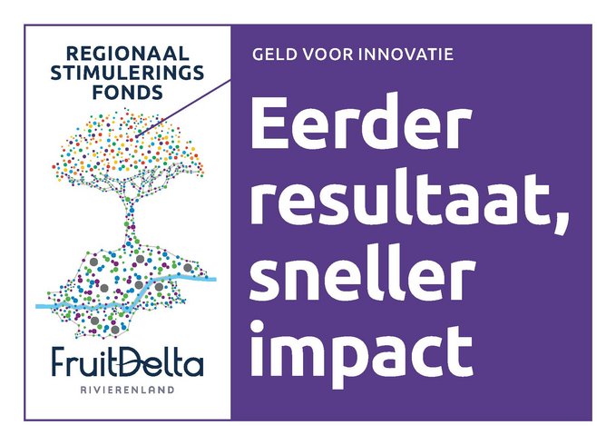 Een afbeelding met daarop het logo van het Regionaal Stimuleringsfonds en de tekst 'Eerder resultaat, sneller impact'